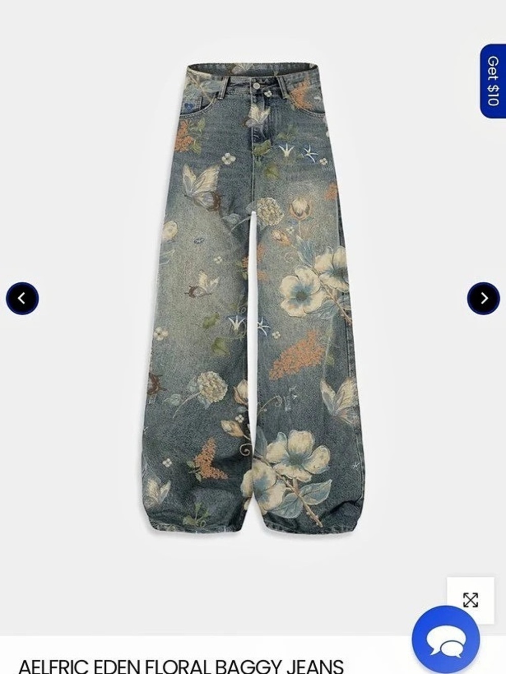 Aelfric Eden Floral Baggy Jeans Blue & Yellow Waist 26